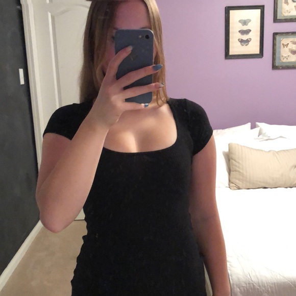 Black pretty little thing square neck bodycon mini dress - Picture 3 of 5